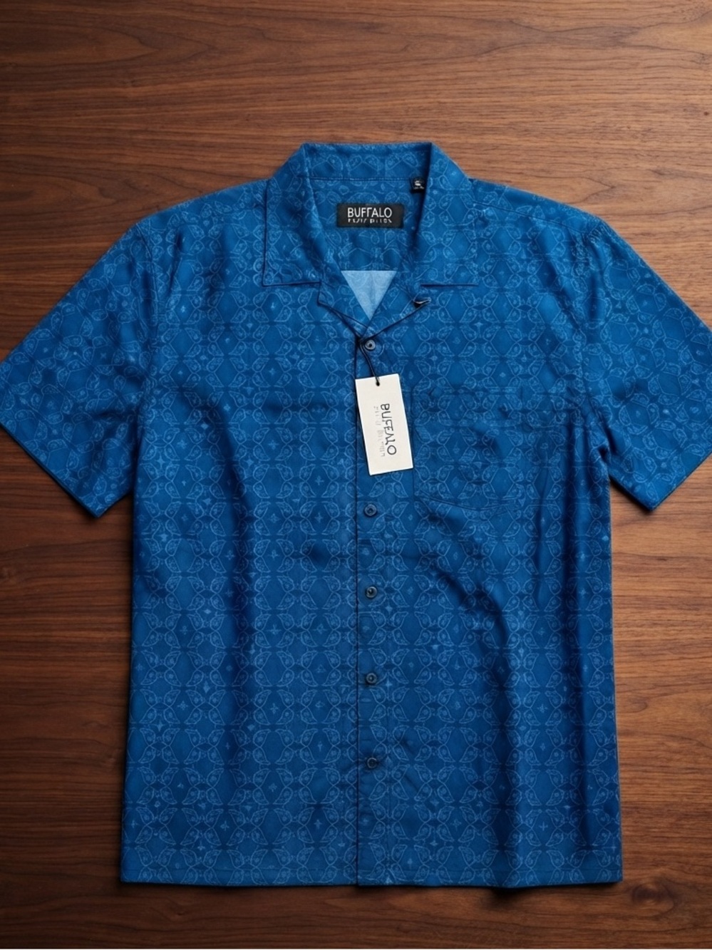 Buffalo David Bitton Navy Short-Sleeve Button-Up Shirt NWT